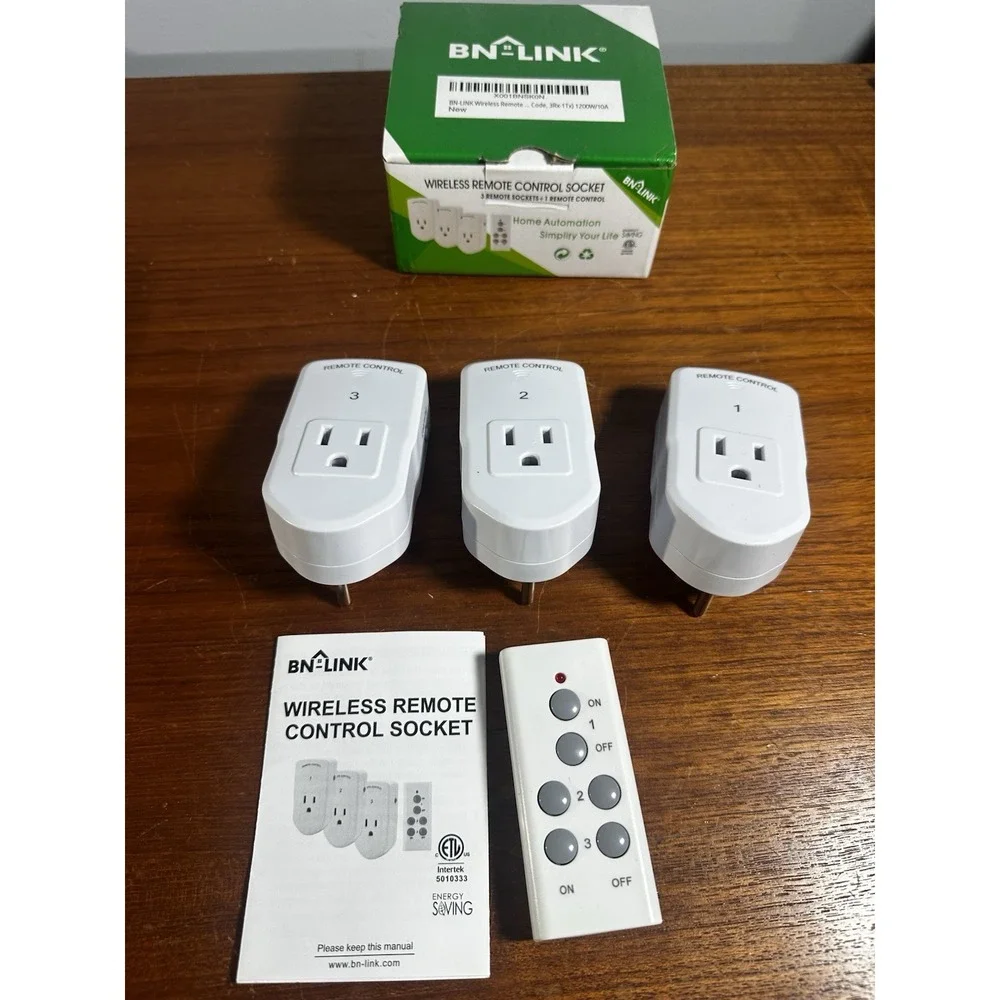 BN-LINK Wireless Remote Control Indoor Socket Plug 3 Sockets & 1 Remote NEW